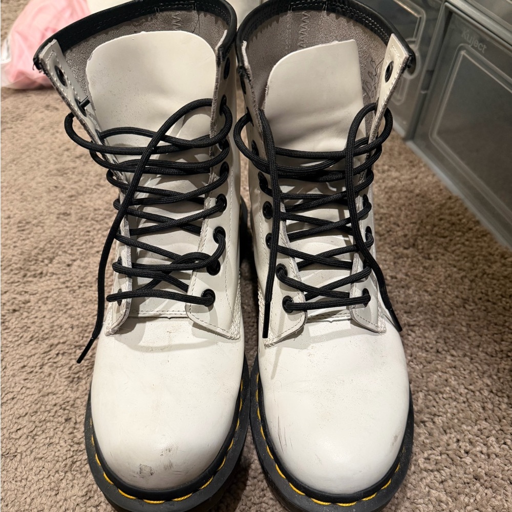 Dr. Martens White Lace Up Boots